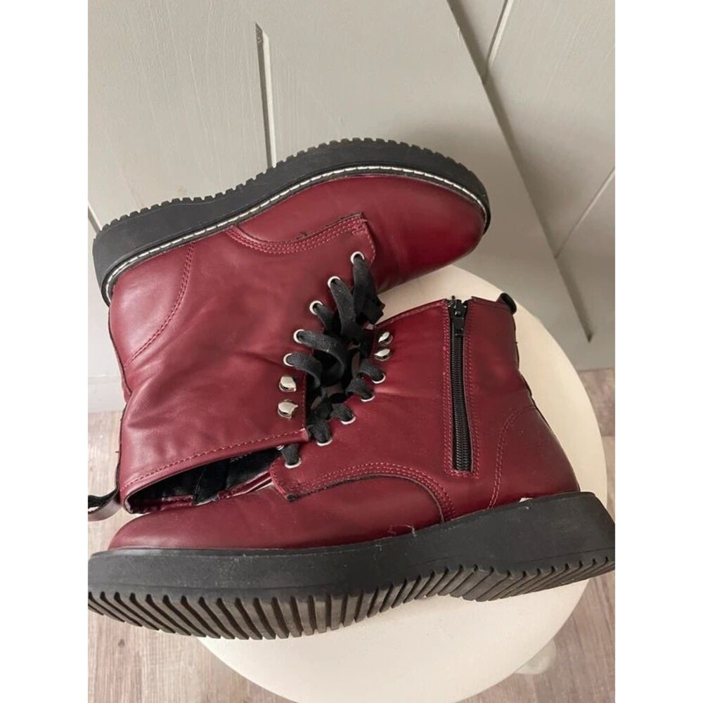 Madden Girl Kurrt Combat Boots Size 7M Burgundy - Picture 6 of 8